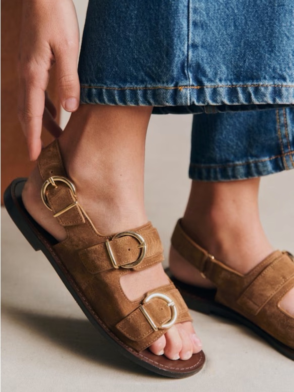 Sezane Maia low leather sandals